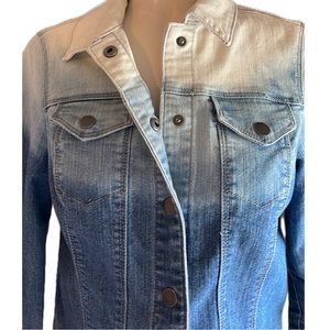 CLEO Petite Denim Snap Blues & White Jean Jacket .